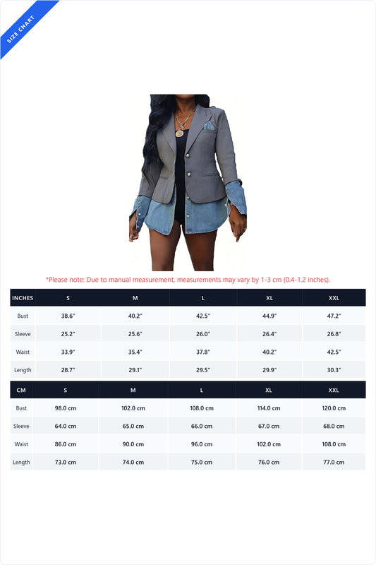 Deconstructed Denim Spliced Blazer