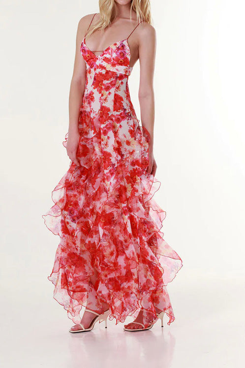 Ruffle Sheer Maxi Dress