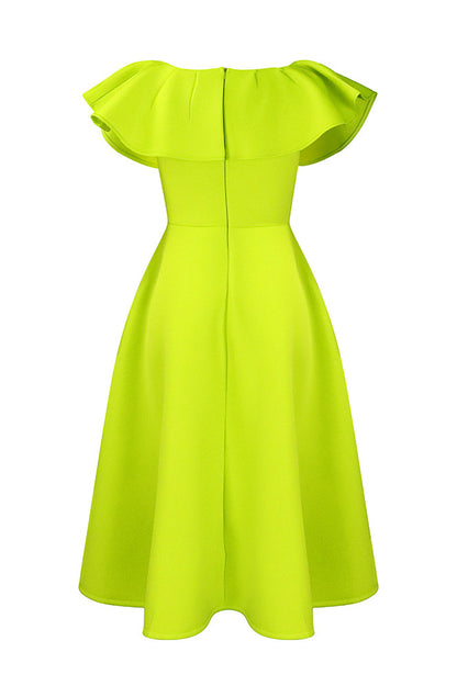 Ruffle Trim Short Sleeve A Line Dress