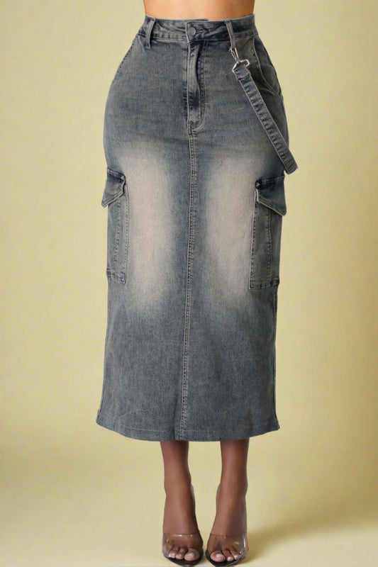 Pocket Maxi Denim Skirts