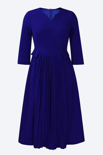 Elegant Solid Pleated Dress