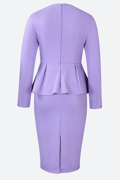 Structured Peplum Midi Dress