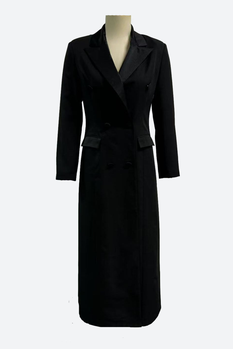 Black Double-Breasted Tuxedo Coat
