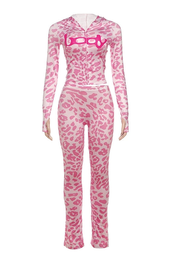 Zip Up Long Sleeve Top and Pants Set