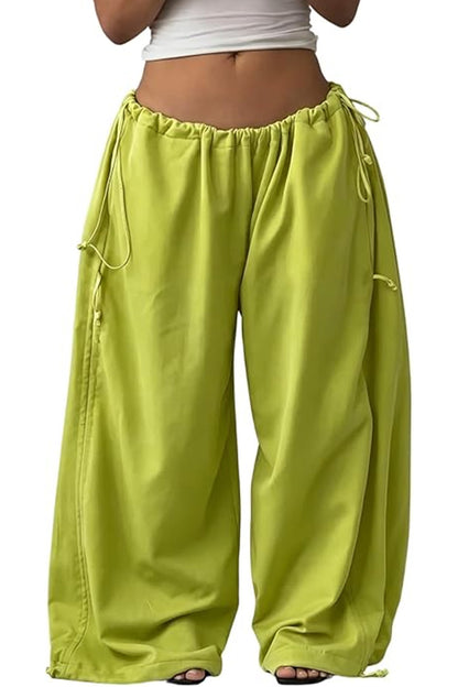 Adjustable Drawstring Baggy Parachute Pants