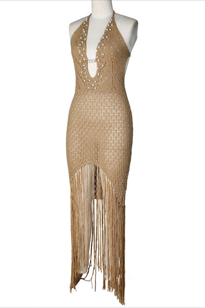 Embellished Crochet Fringe Dress