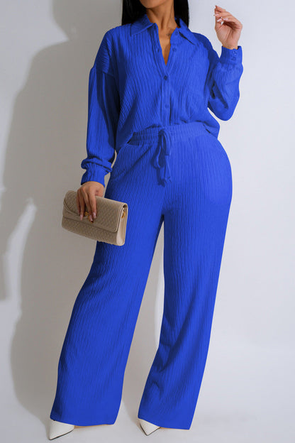 Loose Long Sleeve Top & Straight Pants Set