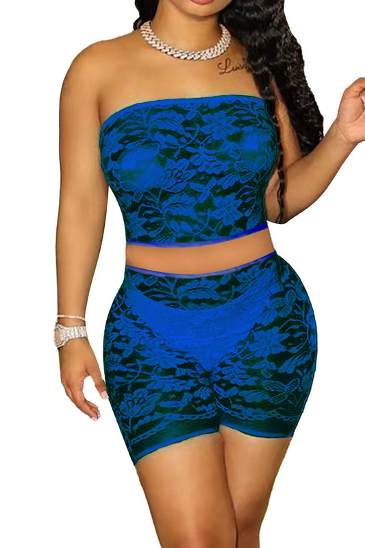 Semi-Sheer Lace Bralette and Shorts Set