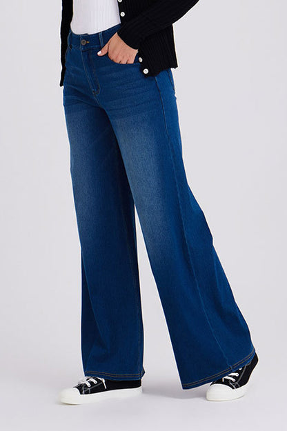 High-Stretch Wide Leg Fitness Jeans