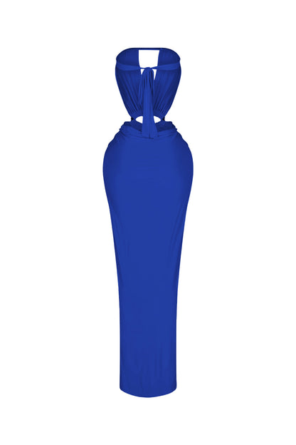 Cutout Ruched High Slit Maxi Dress