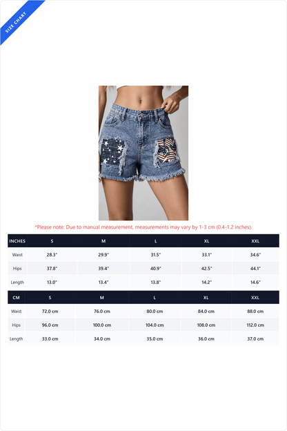 American Flag Distressed Denim Shorts