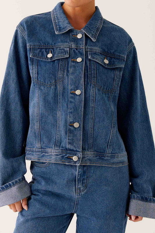 Collared Comfortable Casual Denim Jacket