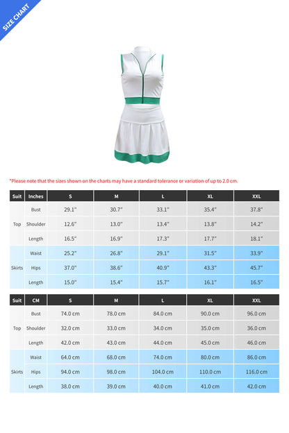 Colorblock Sleeveless Zip Top and Skirt Outfit