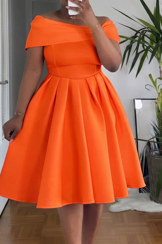 Off-Shoulder Fit & Flare Midi Dress