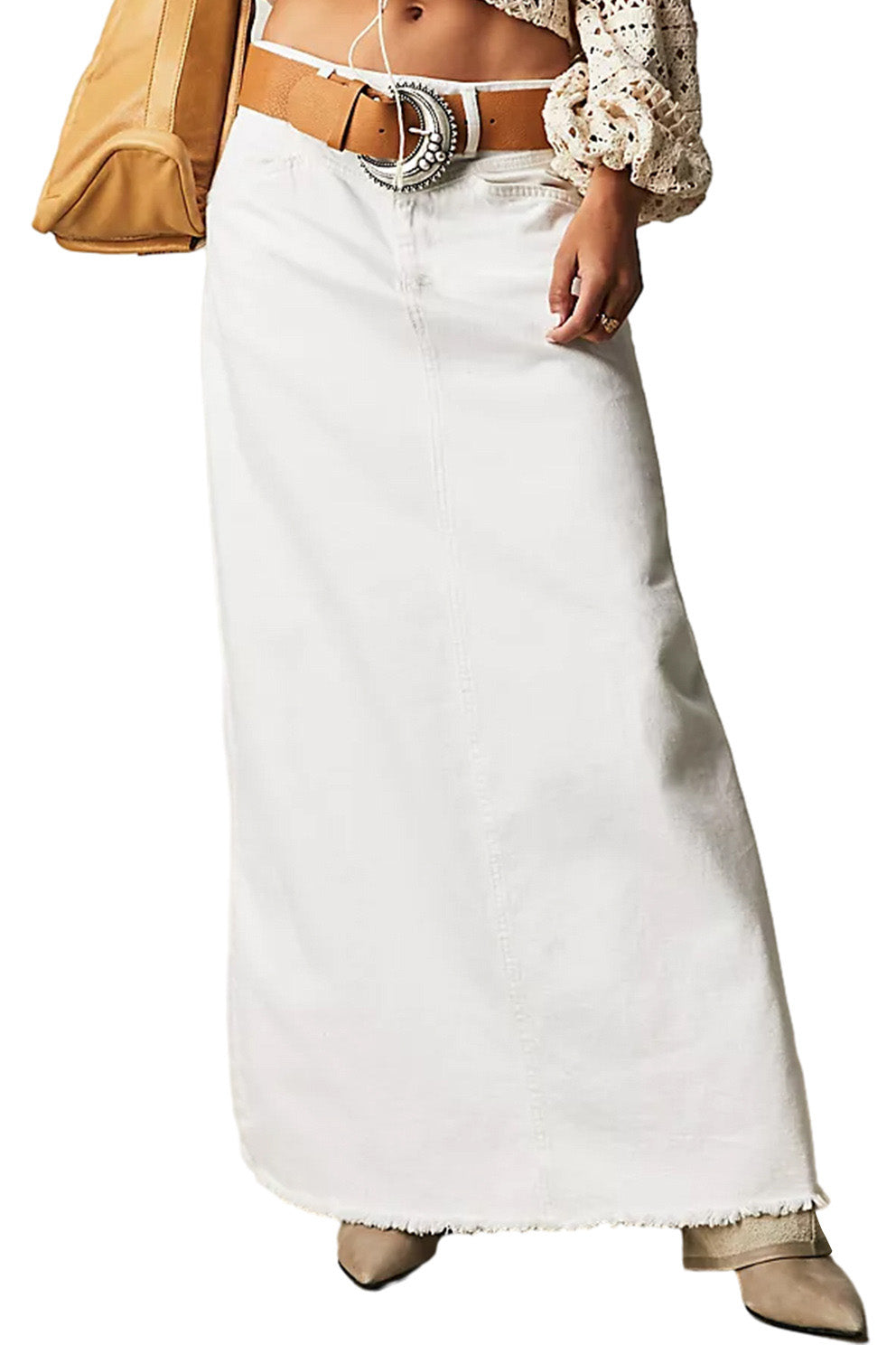 Loose Straight Denim Maxi Skirt