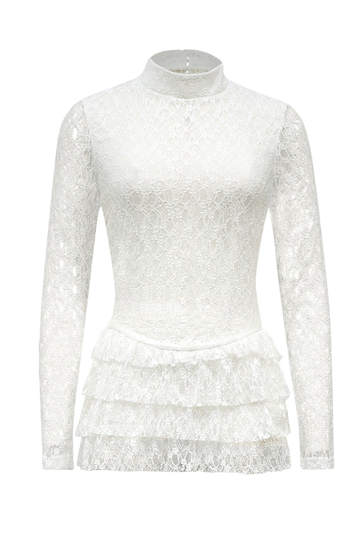 Long Sleeve Lace Ruffle Romper