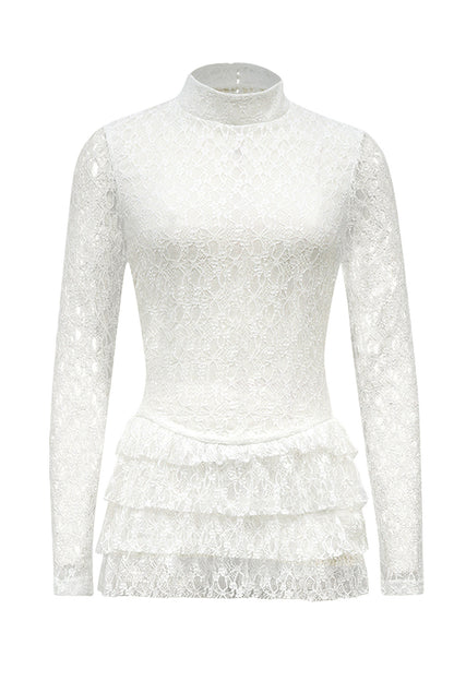 Long Sleeve Lace Ruffle Romper