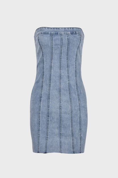 Strapless Mini Denim Dress