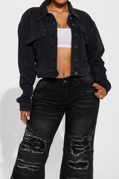 Cropped Oversized Denim Jacket