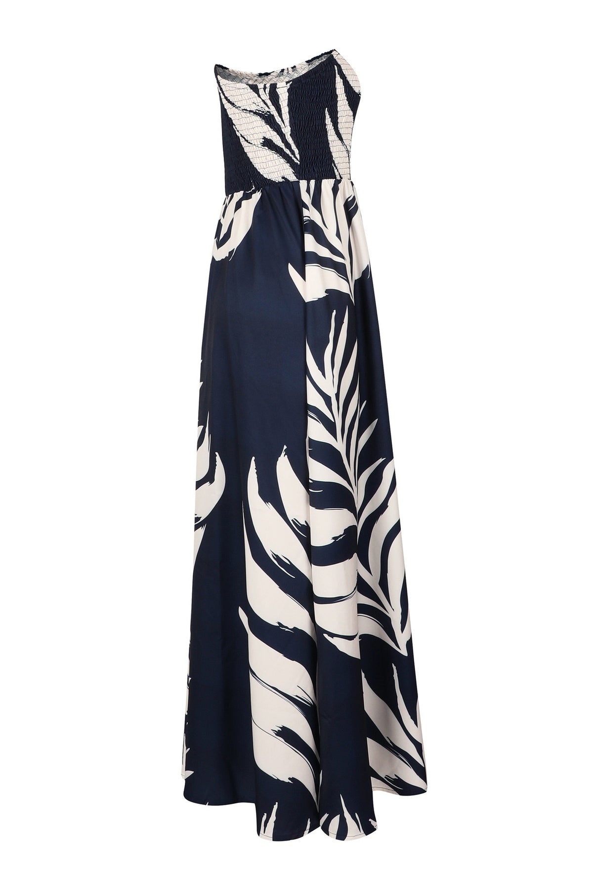 Tropical Palm Print One-Shoulder Maxi Dress