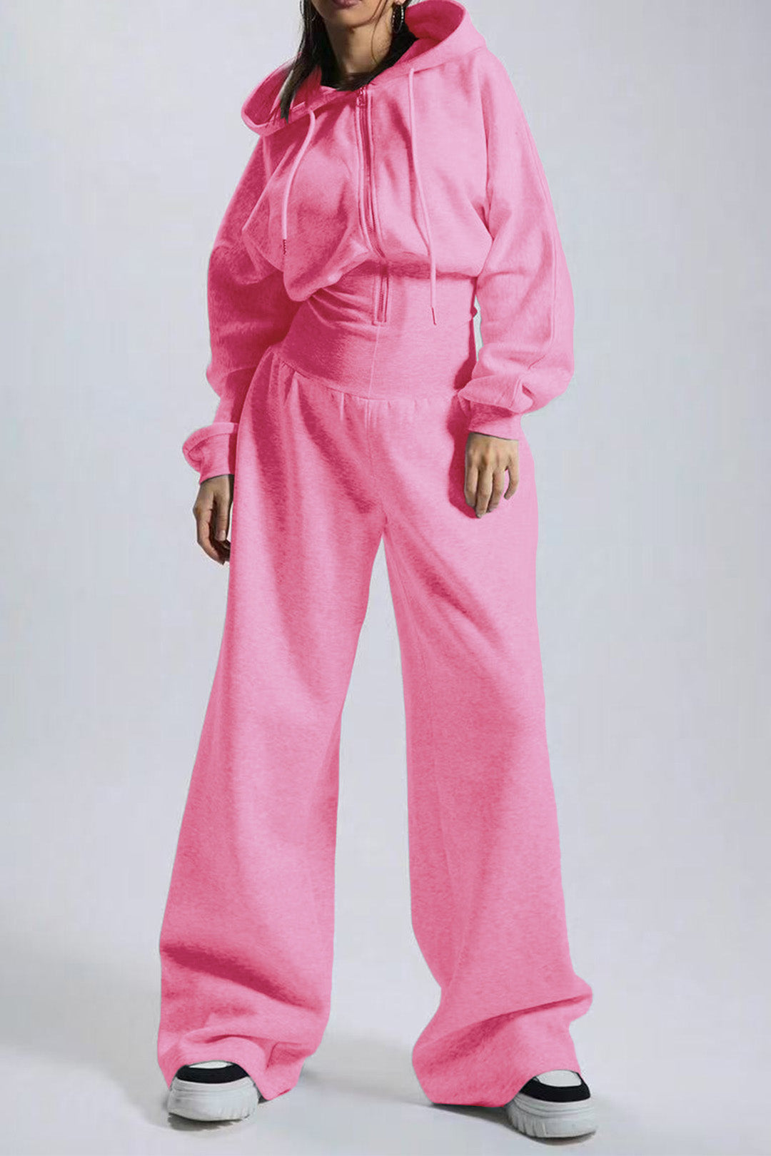 Hooded Drawstring Wide Leg Jumpsuit