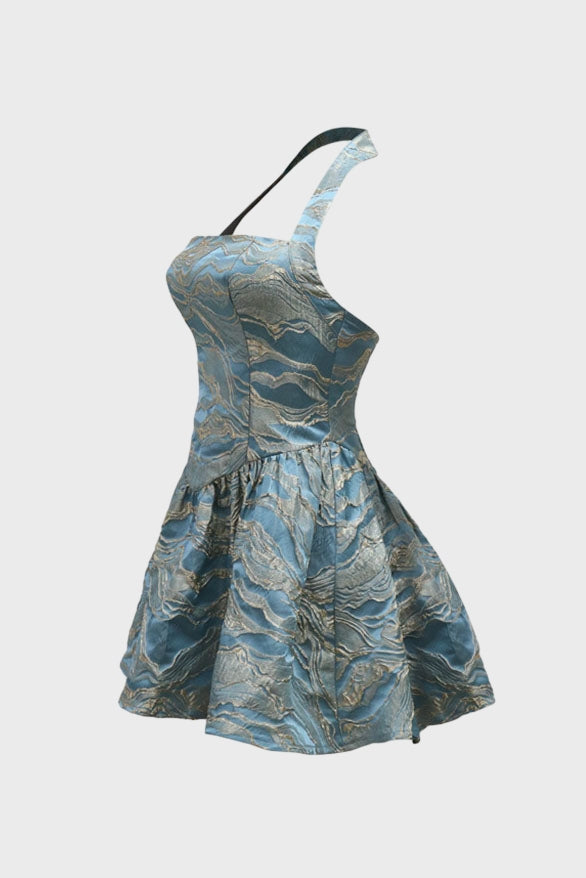 Jacquard Halter Mini Dress