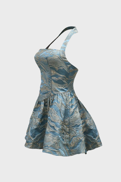 Jacquard Halter Mini Dress