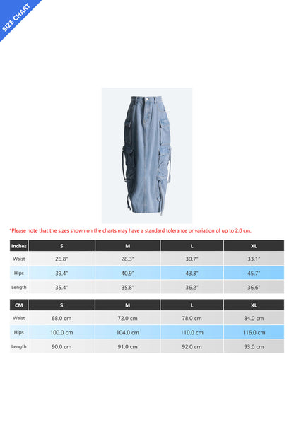 Blue Pocket Denim Midi Skirt