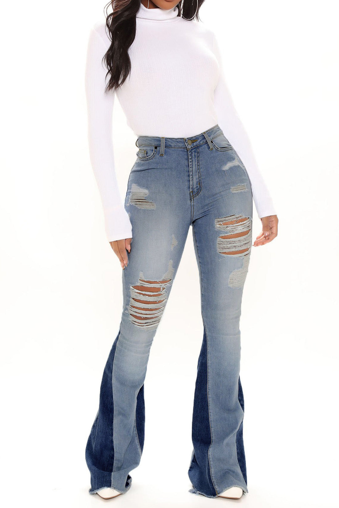 Ripped Bootcut Jeans