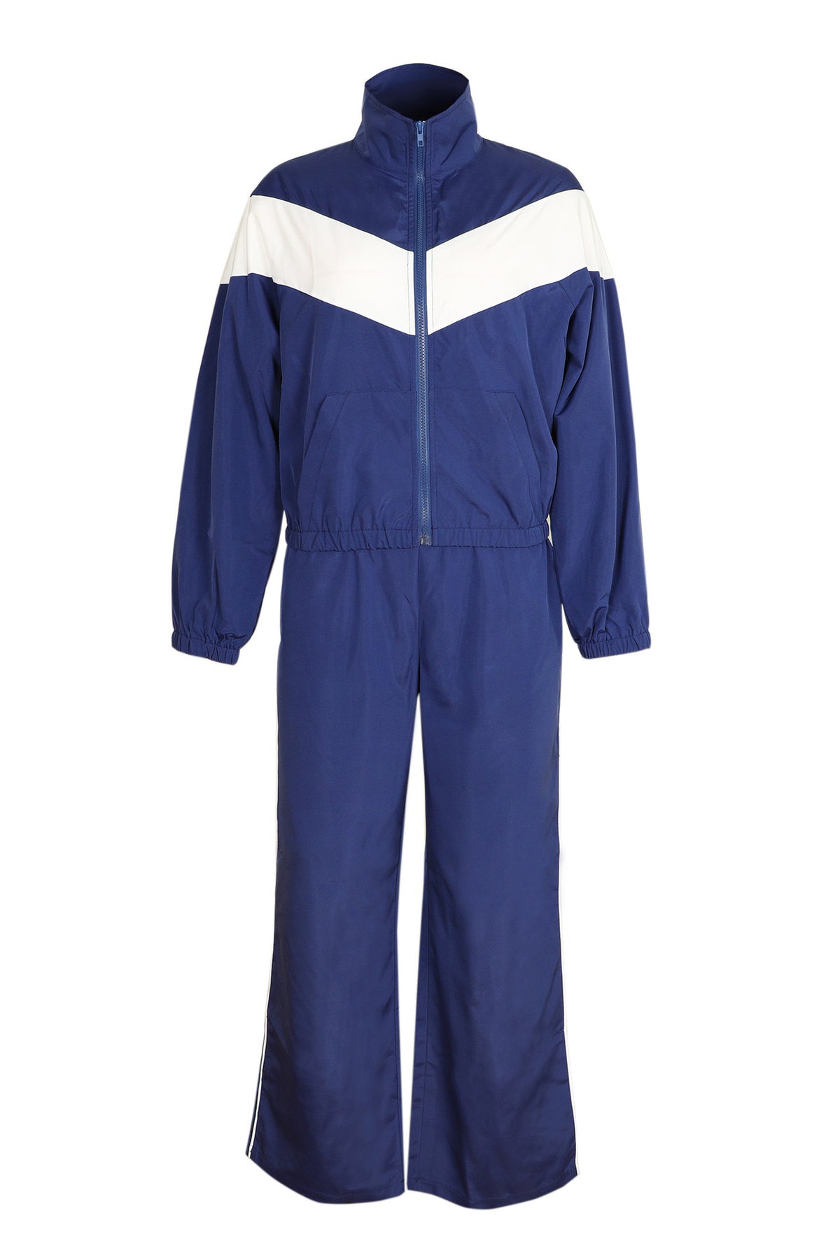 Colorblock Zip Jacket & Straight-Leg Pants Set