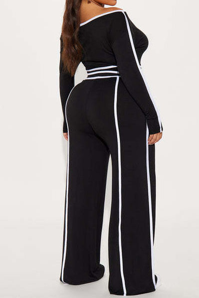 One Shoulder Top and Wide Leg Pants Set