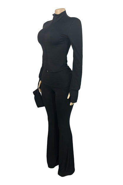 Sherpa Lined Foldover Waist Flare Pants Set