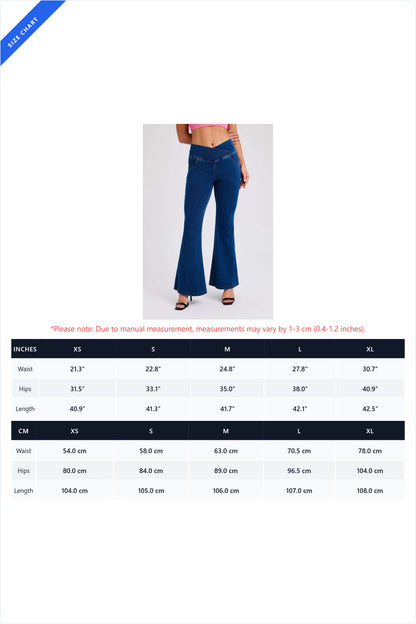 Crossover Waist Stretch Flare Jeans