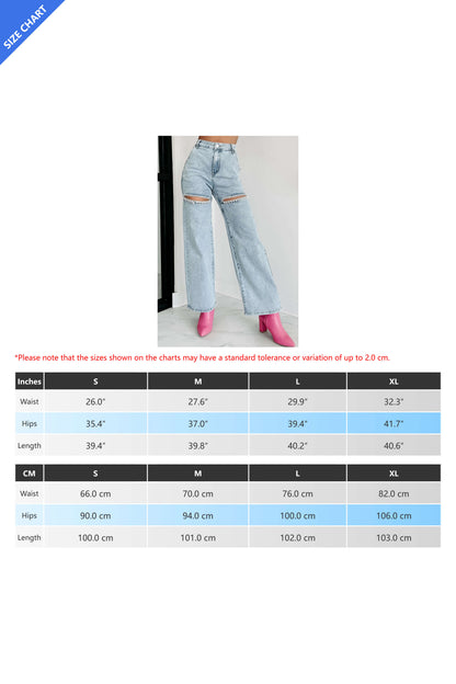Mid Rise Crystal Slit Knee Jeans