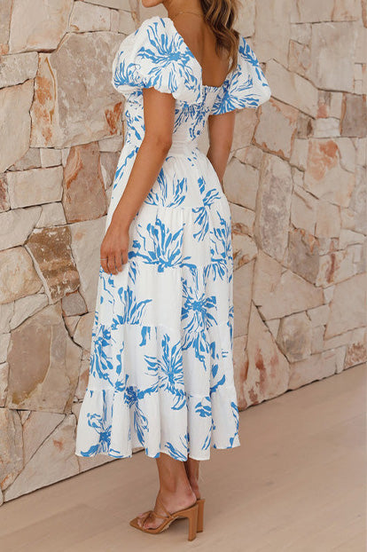 Seaside Printed Puff Sleeve Dress