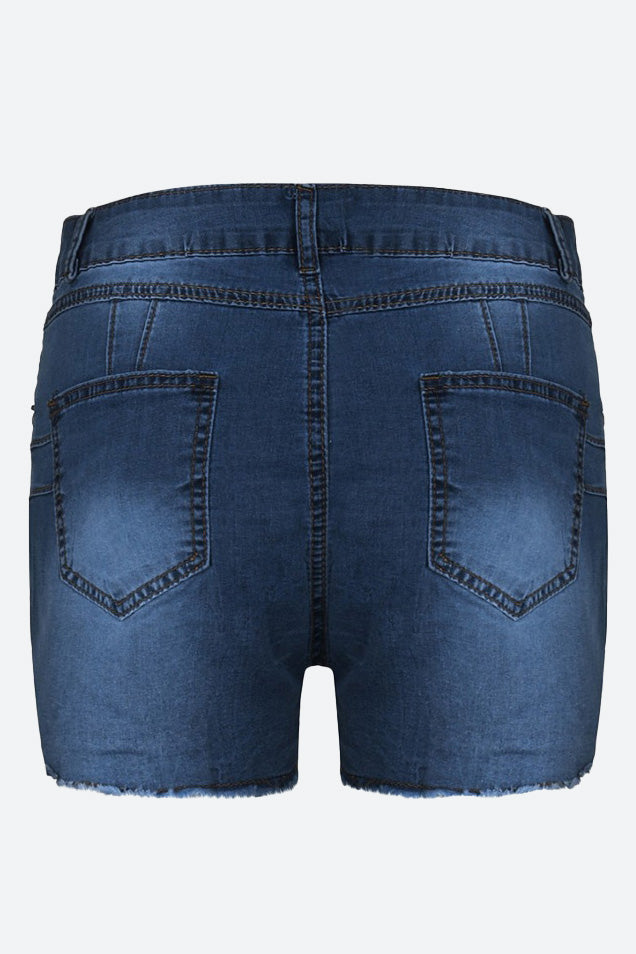 Stretch Skinny Ripped Denim Shorts