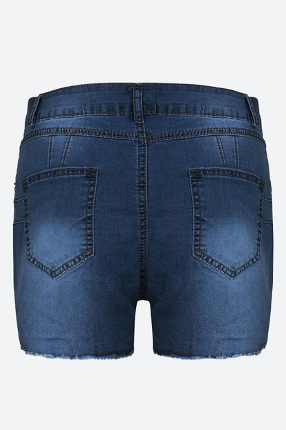 Stretch Skinny Ripped Denim Shorts