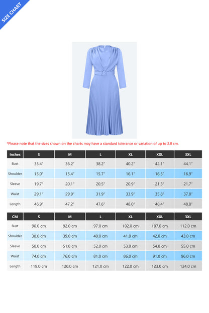 Elegant Pleated Career Solid Dress