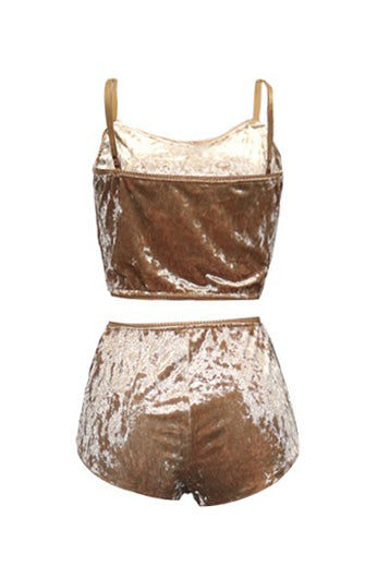 Crushed Velvet Cami & Shorts Lounge Set
