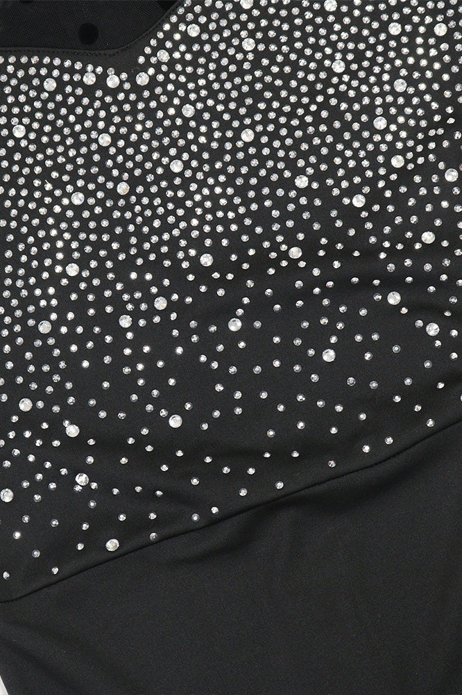 Rhinestone Mesh Sleeve Mermaid Maxi Dress