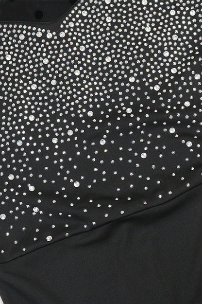 Rhinestone Mesh Sleeve Mermaid Maxi Dress
