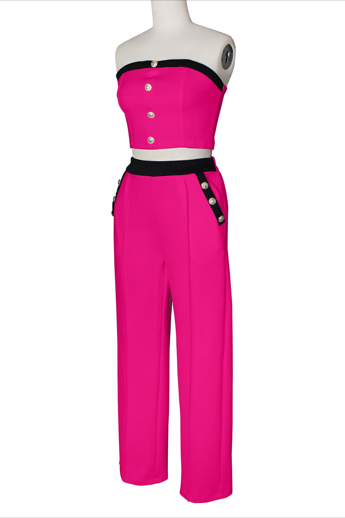 Wide-Leg Pant Suit with Wrap Detail Top