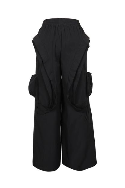 Cascading Ruffle Wide Leg Parachute Pants