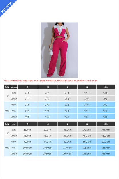 Patchwork Button Tie Back Top And Trousers Set