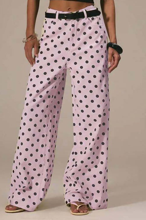 Polka Dot Non-Stretch Denim Jeans