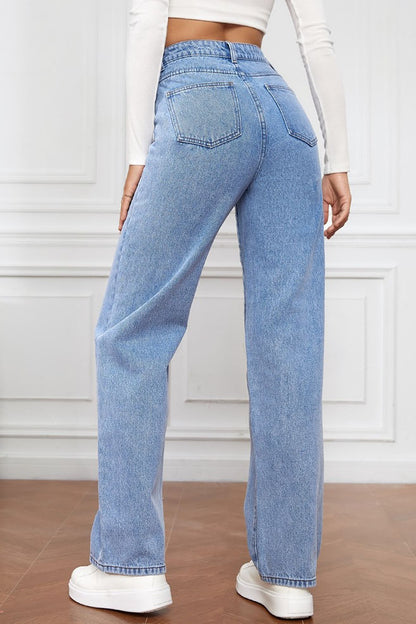 Straight Leg Long Jeans