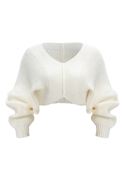 Knit V-Neck Long-Sleeve Top
