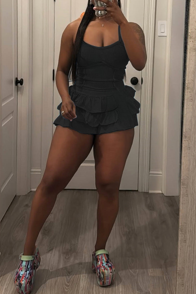 Washed Camisole and Ruffle Skort Set
