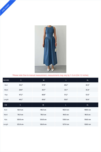 Sleeveless Drop Waist Denim Maxi Dress