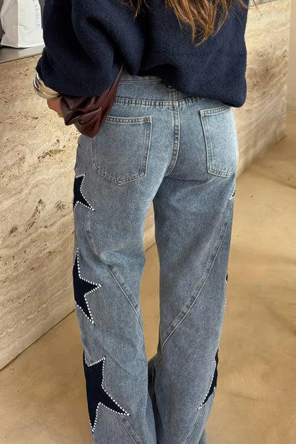 Casual Pocket Wide-Leg Jeans